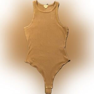 Garage Green Ribbed Sleeveless Bodysuit Size S